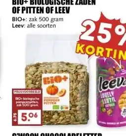 MCD Supermarkt BIO+ BIOLOGISCHE ZADEN OF PITTEN OF LEEV aanbieding