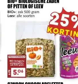 MCD Supermarkt BIO+ BIOLOGISCHE ZADEN OF PITTEN OF LEEV aanbieding