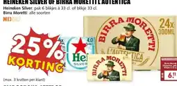 MCD Supermarkt HEINEKEN SILVER OF BIRRA MORETTI L'AUTENTICA aanbieding