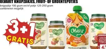 MCD Supermarkt OLVARIT KNIJPZAKJES, FRUIT-OF GROENTEPOTJES aanbieding