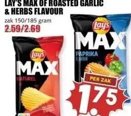 MCD Supermarkt LAY'S MAX OF ROASTED GARLIC & HERBS FLAVOUR aanbieding