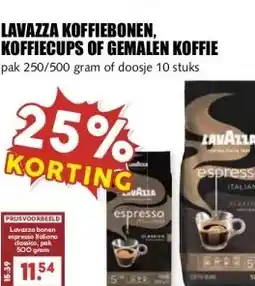 MCD Supermarkt LAVAZZA KOFFIEBONEN, KOFFIECUPS OF GEMALEN KOFFIE aanbieding