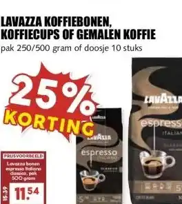 MCD Supermarkt LAVAZZA KOFFIEBONEN, KOFFIECUPS OF GEMALEN KOFFIE aanbieding