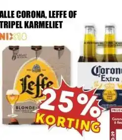 MCD Supermarkt ALLE CORONA, LEFFE OF TRIPEL KARMELIET aanbieding