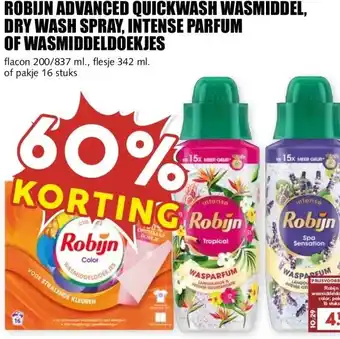 MCD Supermarkt ROBIJN ADVANCED QUICKWASH WASMIDDEL, DRY WASH SPRAY, INTENSE PARFUM aanbieding