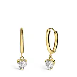 Lucardi 14 karaat geelgouden oorbellen met hart zirkonia aanbieding