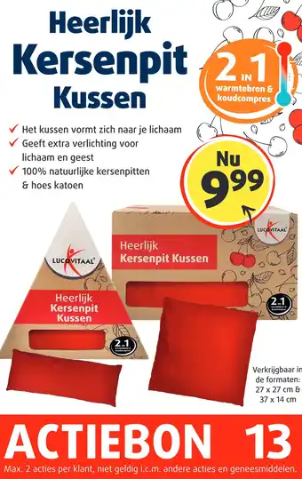 Lucovitaal Heerlijk Kersenpit Kussen aanbieding