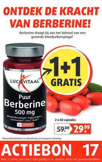 Lucovitaal Puur Berberine 500 mg aanbieding