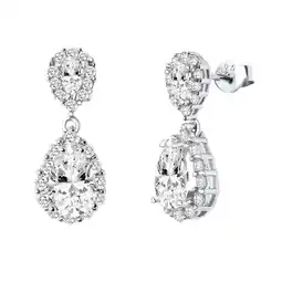 Lucardi Zilveren oorringhangers gerhodineerd met zirkonia voor dames aanbieding