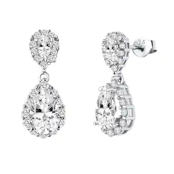 Lucardi Zilveren oorringhangers gerhodineerd met zirkonia voor dames aanbieding