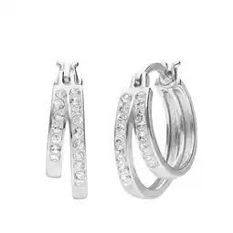 Lucardi Zilveren oorringen dubbel kristal voor dames aanbieding