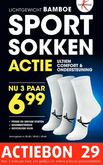 Lucovitaal LICHTGEWICHT BAMBOE SPORT SOKKEN aanbieding
