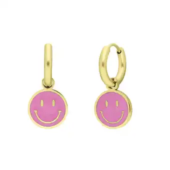 Lucardi Stalen goldplated kinderoorringen met hanger aanbieding