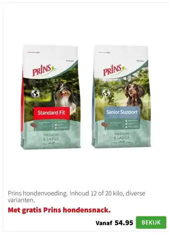 Intratuin Prins hondenvoeding. Inhoud 12 of 20 kilo, diverse varianten. aanbieding