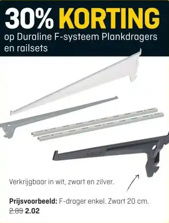 Hubo op Duraline F-systeem Plankdragers en railsets aanbieding