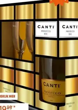 Gall & Gall Canti Prosecco met 2 Glazen Cadeauverpakking 75CL aanbieding