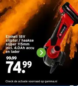 GAMMA Einhell 18V slijptol / haakse slijper 115mm aanbieding