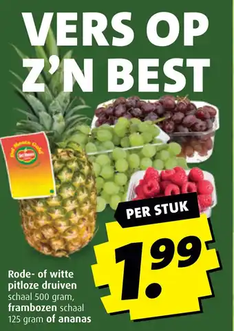 Boni Rode of witte pitloze druiven, frambozen of ananas aanbieding