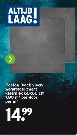 GAMMA Boston Black vloer/ wandtegel zwart keramiek aanbieding