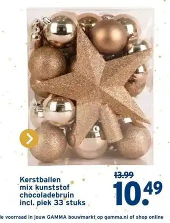 GAMMA Kerstballen mix kunststof chocoladebruin aanbieding