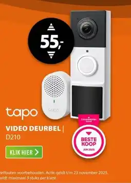 Expert Tapo D210 draadloze video deurbel op batterij aanbieding