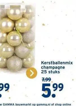 GAMMA Kerstballenmix champagne aanbieding