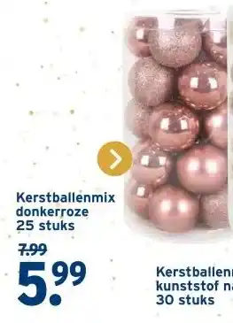 GAMMA Kerstballenmix donkerroze aanbieding