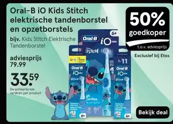 Etos Oral-B iO Kids Stitch elektrische tandenborstel en opzetborstels aanbieding