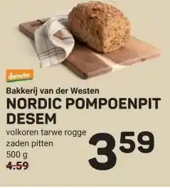Ekoplaza Bakkerij van der Westen NORDIC POMPOENPIT DESEM aanbieding