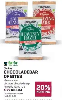Ekoplaza Chokay CHOCOLADEBAR OF BITES aanbieding