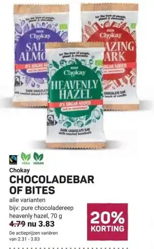 Ekoplaza Chokay CHOCOLADEBAR OF BITES aanbieding