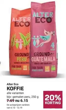 Ekoplaza Alter Eco KOFFIE aanbieding
