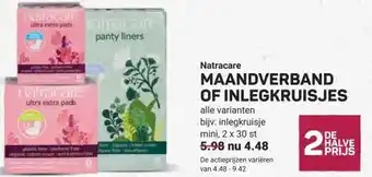 Ekoplaza Natracare MAANDVERBANDOF INLEGKRUISJES aanbieding