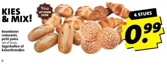 Boni Roomboter croissants, petit pains, tijgerbollen of kaiserbroodjes aanbieding