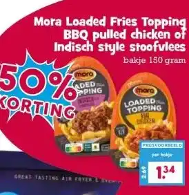 Boon`s Markt Mora Loaded Fries Topping BBQ pulled chicken of Indisch style stoofvlees aanbieding