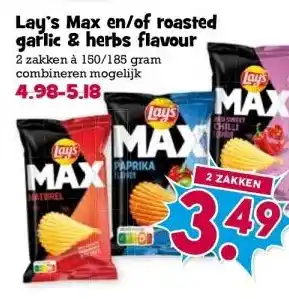 Boon`s Markt Lay's Max en/of roasted garlic & herbs flavour aanbieding