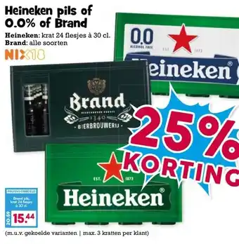 Boon`s Markt Heineken pils of 0.0% of Brand aanbieding