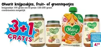 Boon`s Markt Olvarit knijpzakjes, fruit- of groentepotjes aanbieding