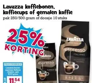 Boon`s Markt Lavazza koffiebonen. koffiecups of gemalen koffie aanbieding