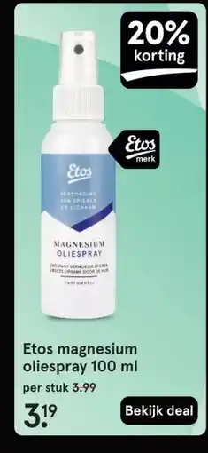 Etos Etos magnesium oliespray 100 ml aanbieding
