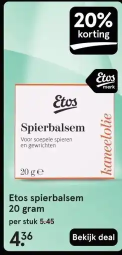 Etos Etos spierbalsem 20 gram aanbieding