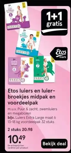 Etos Etos luiers en luier- broekjes midpak en voordeelpak aanbieding