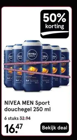 Etos NIVEA MEN Sport douchegel 250 ml aanbieding