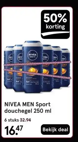 Etos NIVEA MEN Sport douchegel 250 ml aanbieding