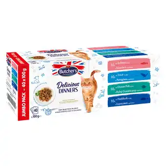 Zooplus 40 x 100 g Butcher's Delicious Dinners Vis selectie in Gelei nat kattenvoer aanbieding