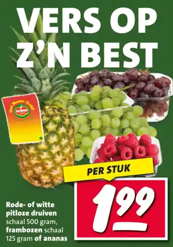 Nettorama Rode of witte pitloze druiven, frambozen of ananas aanbieding