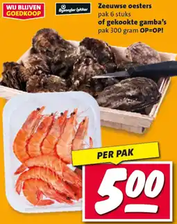 Nettorama Zeeuwse oesters of gekookte gamba's aanbieding