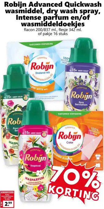 Robijn Advanced Quickwash wasmiddel, dry wash spray, Intense parfum en/of wasmiddeldoekjes