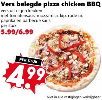 Coop Vers belegde pizza chicken BBQ aanbieding