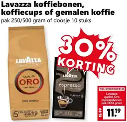 Coop Lavazza koffiebonen, koffiecups of gemalen koffie aanbieding